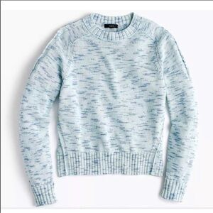 J. Crew Speckled Blue Cotton Crewneck Sweater